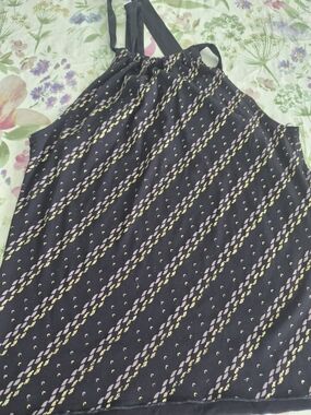 BCX Black Halter Top with Black and Gold Accents Size Small